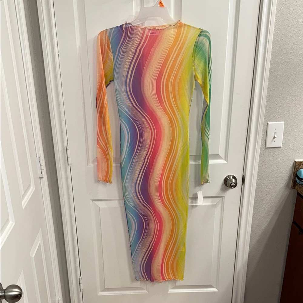 Multicolor Long Sleeve swimsuit coverup
